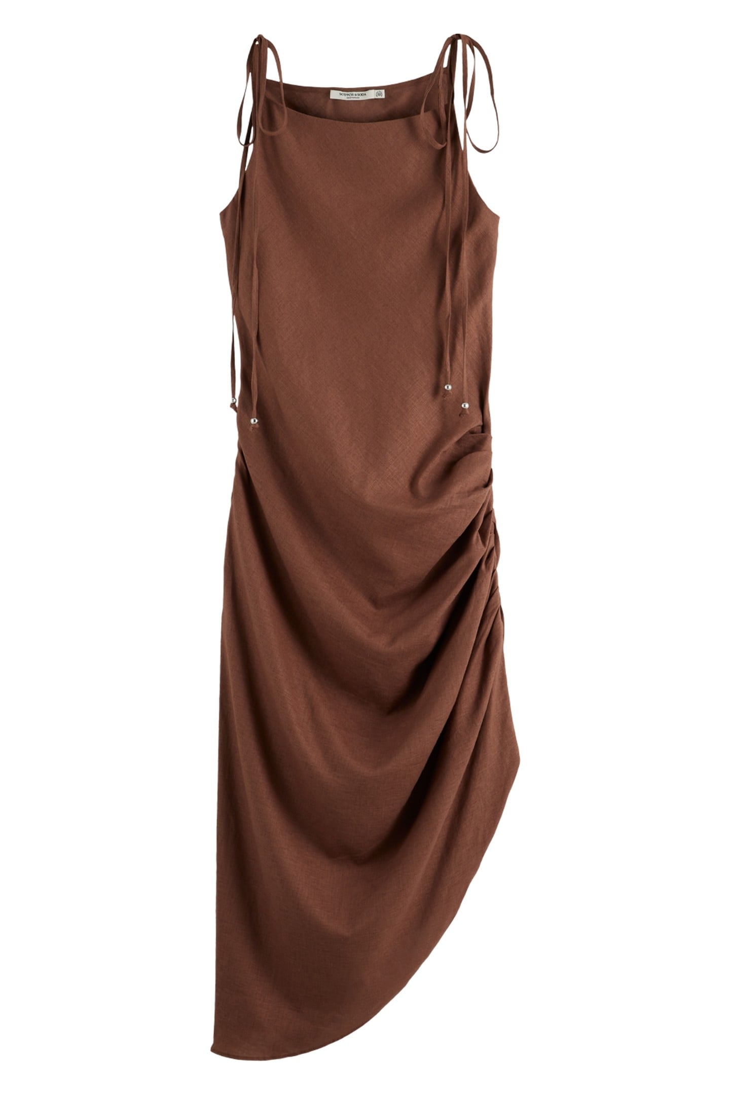 LINEN VISCOSE PRINTED MINI DRESS COLD BREW 3