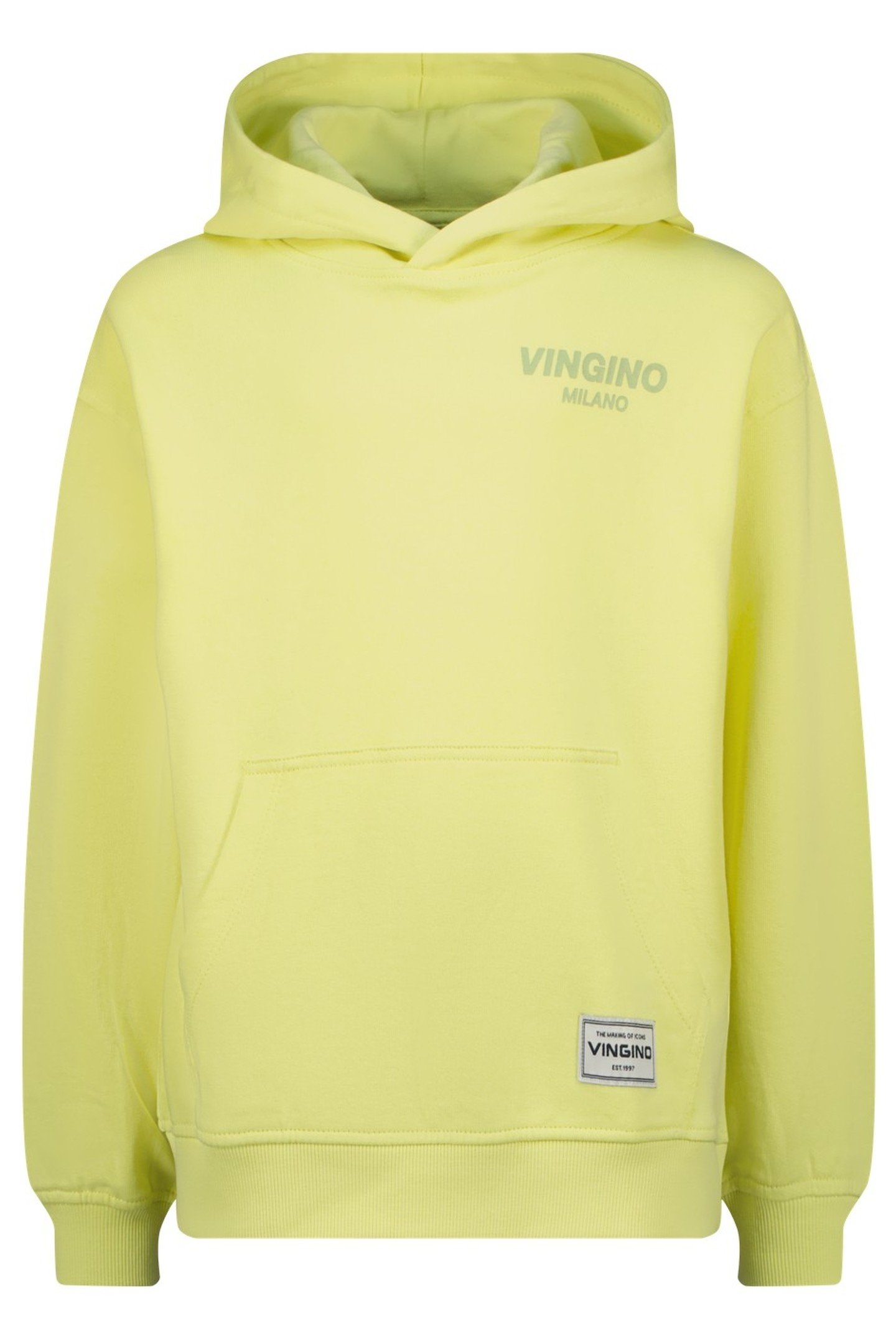 BOYS BASIC-HOODY SWEATER PALE LIME YELLOW 1