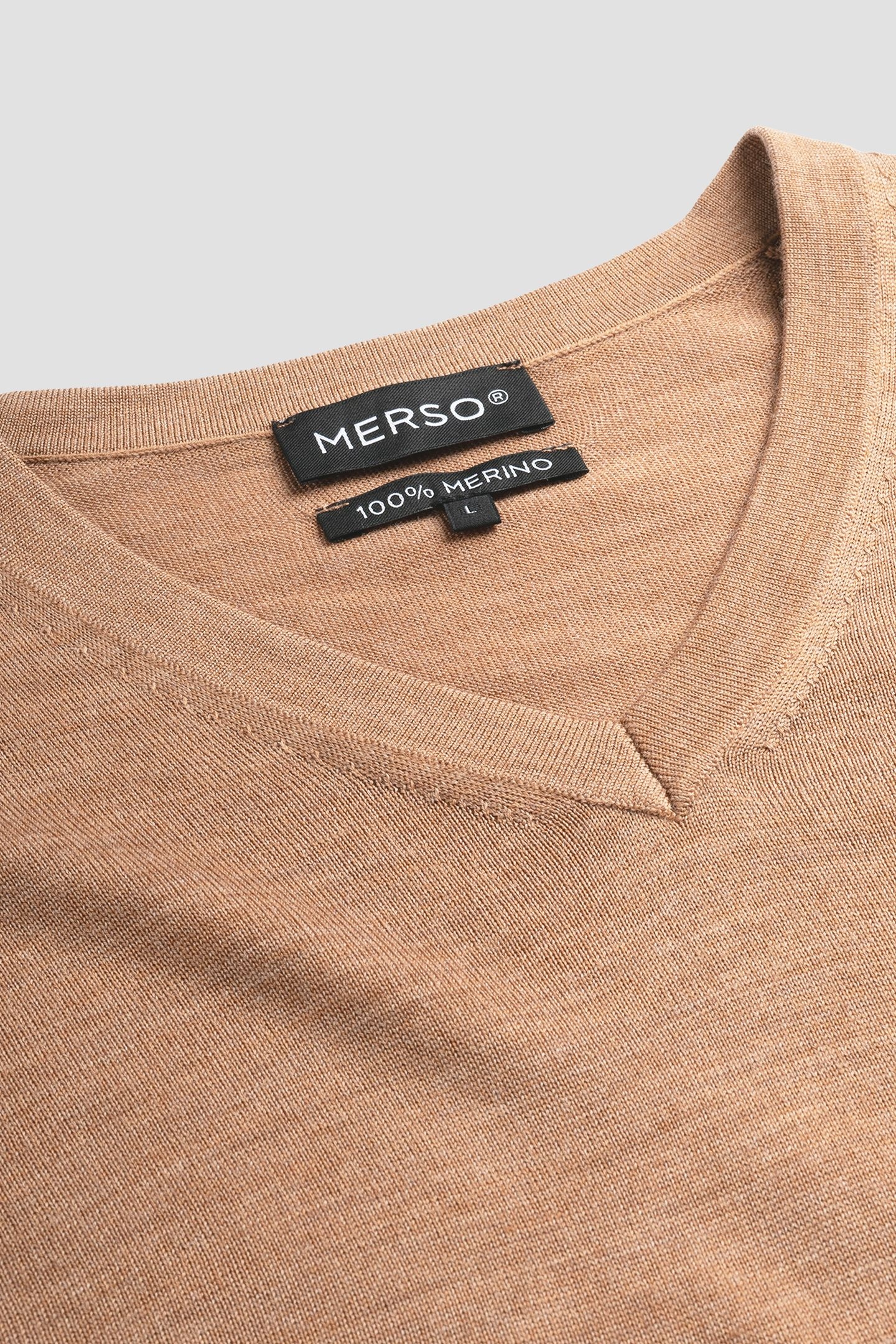 V NECK100% MERINO TUSCAN CAMEL 4