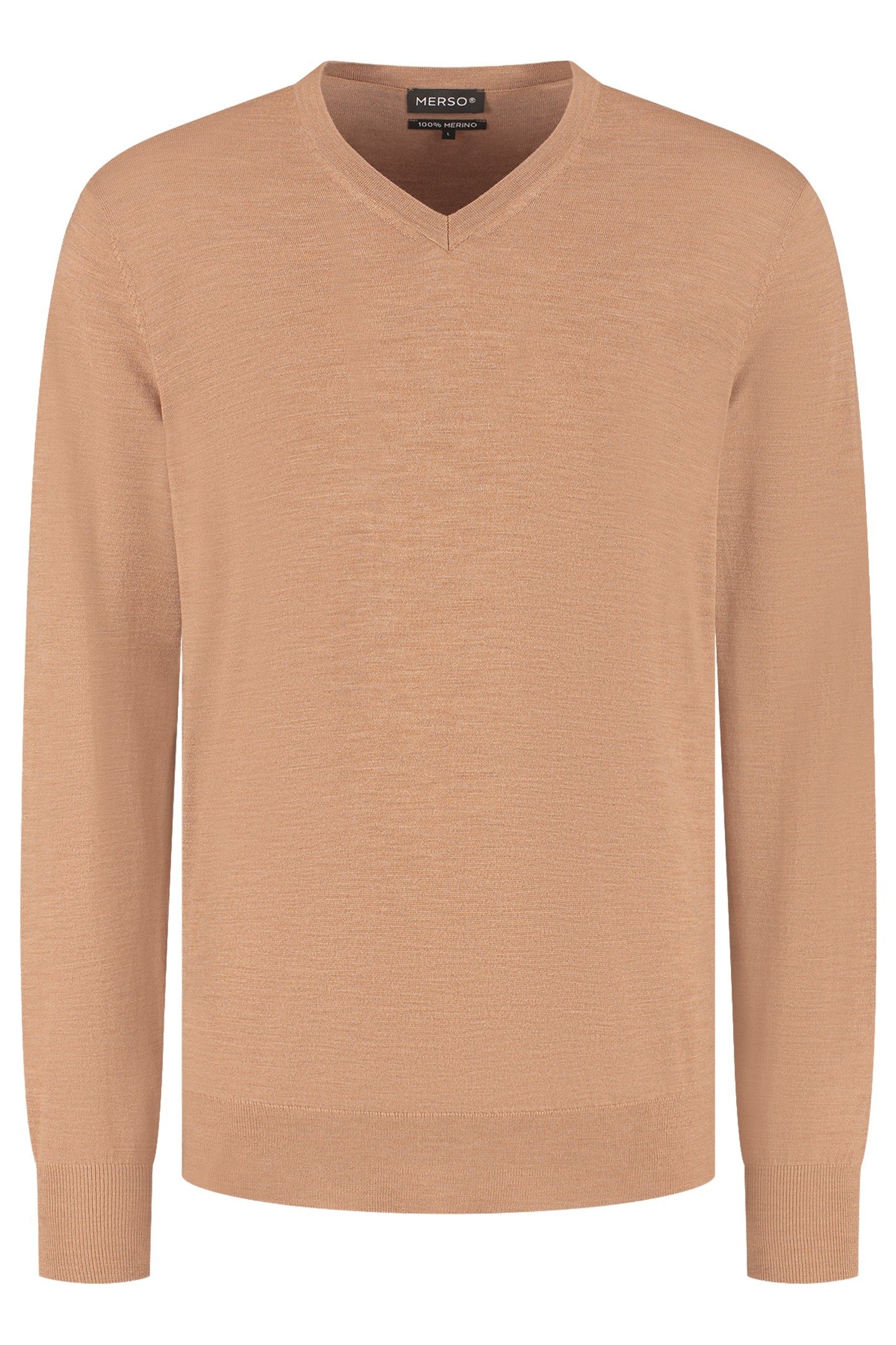 V NECK100% MERINO TUSCAN CAMEL 2