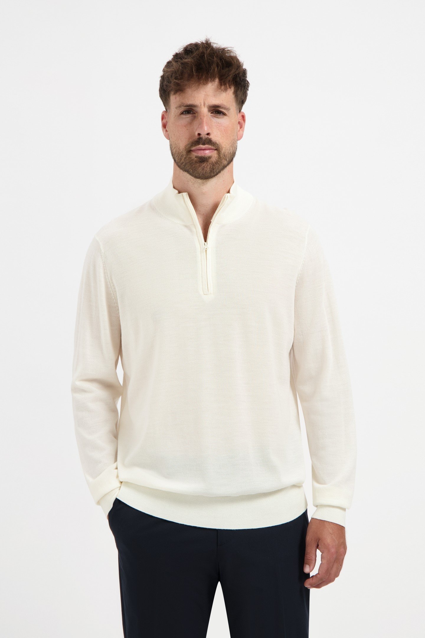 ZIP UP 100% MERINO SEASHELL WHITE 3