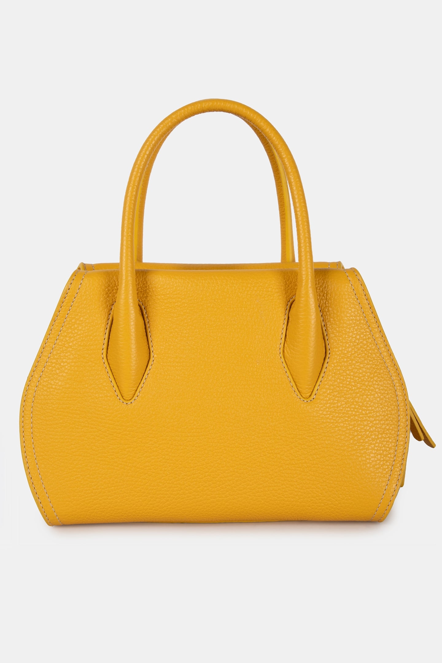 LEATHER MEDIUM SATCHEL BAG IN MUSTARD YELLOW 4