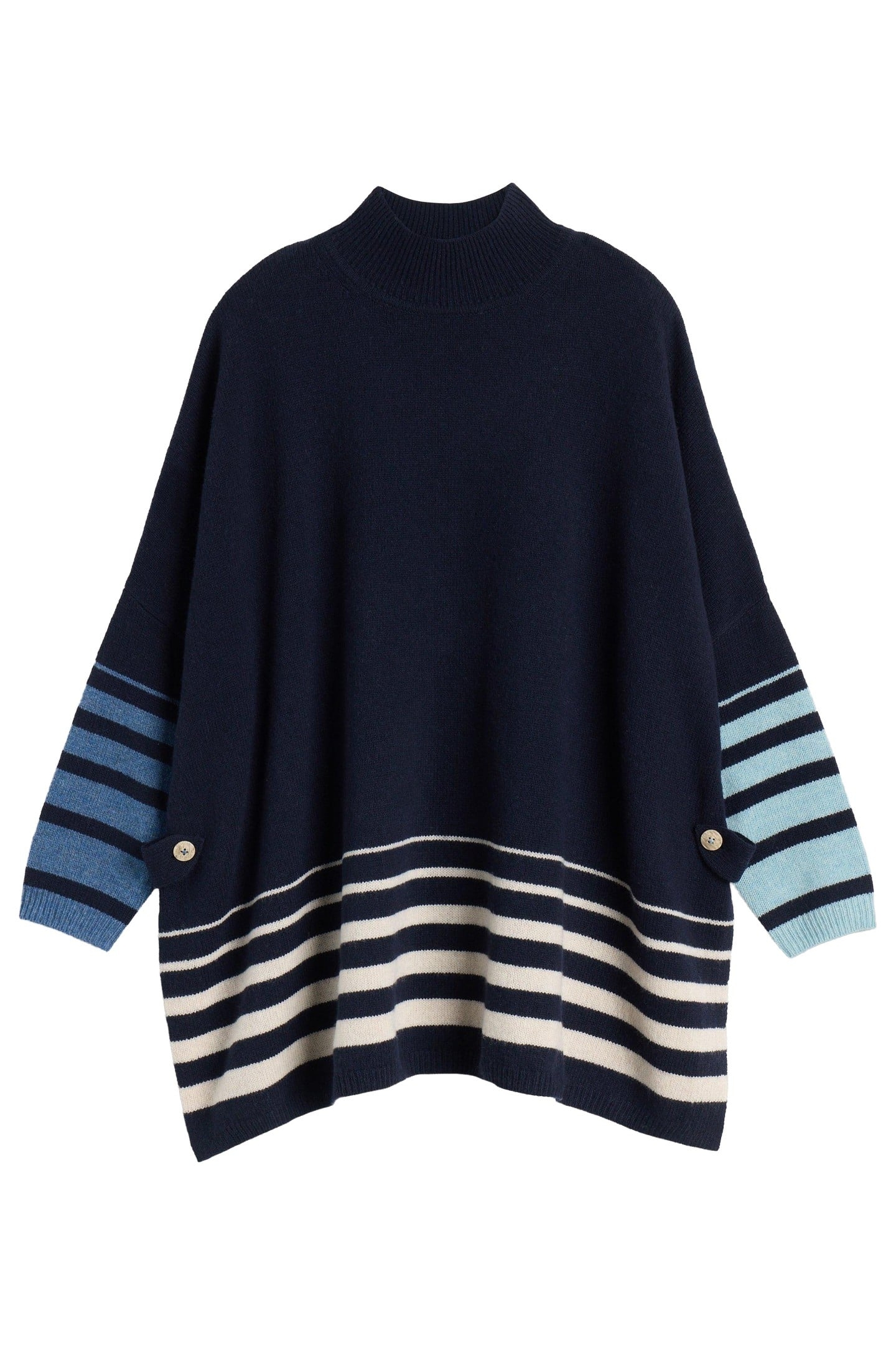 IVY SIDE SLIT THROWN ON NAVY MULTI 2